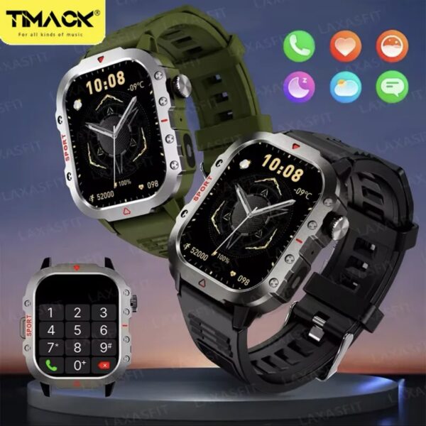 LAXASFIT H11 Smartwatch – Rugged Military Design Bluetooth Call, Fitness & Health Tracker