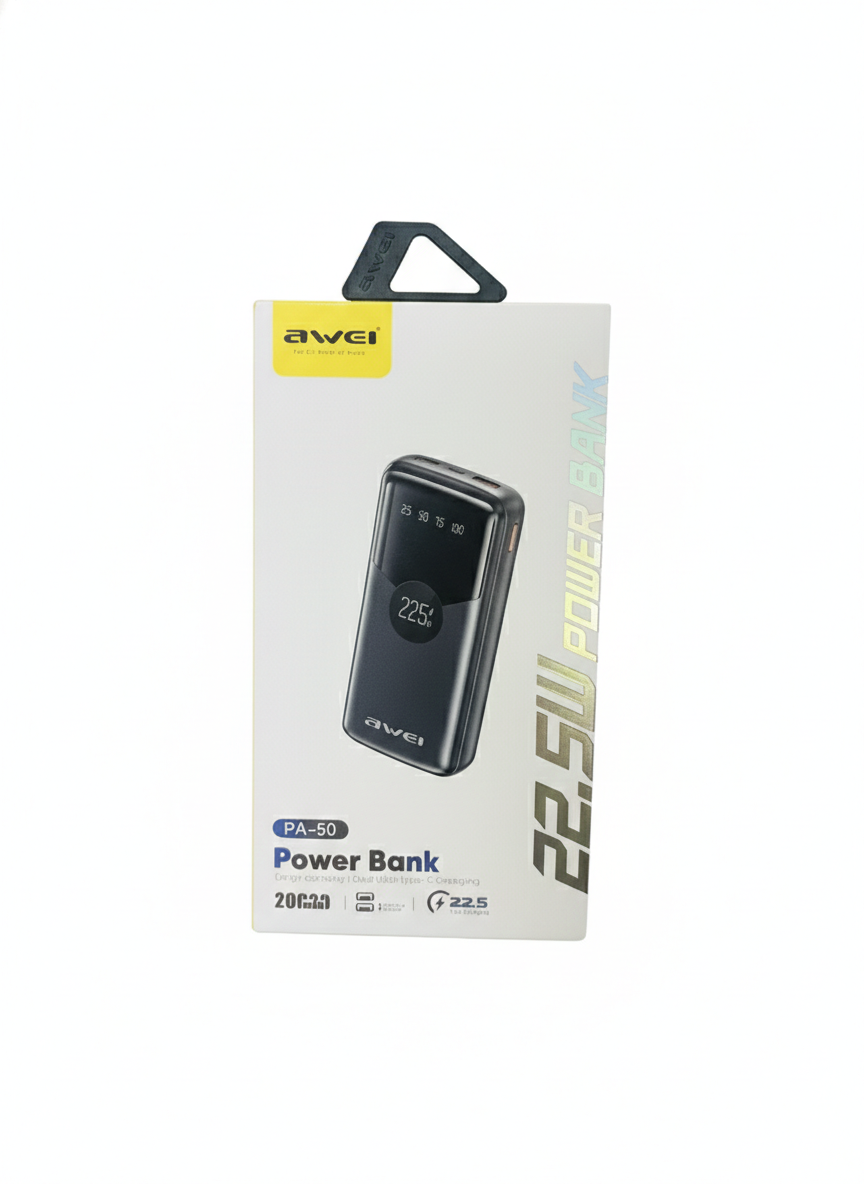 img_7940 Awei PA-50 20000mAh 22.5W Fast Charging Power Bank with Digital Display - Image 1